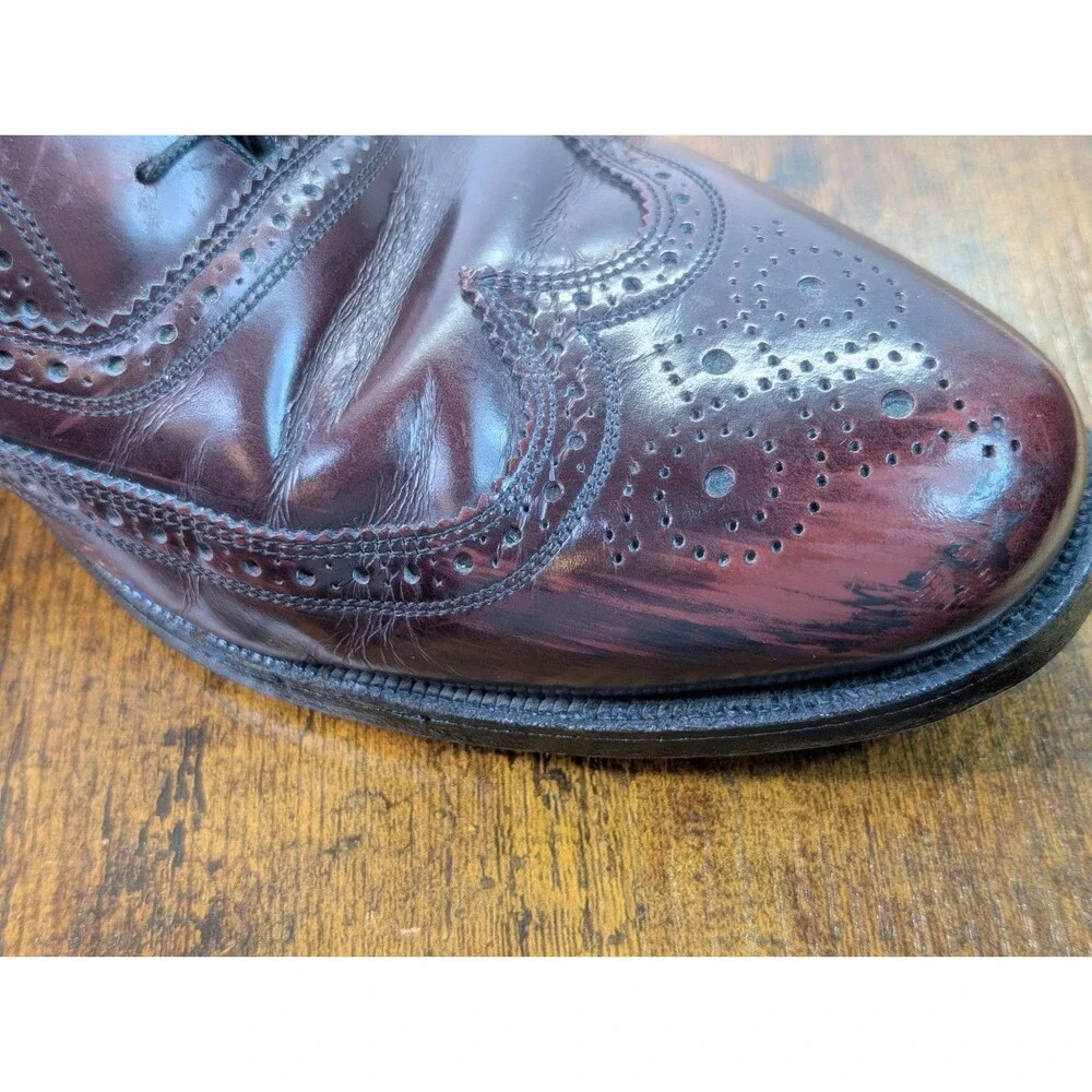 Florsheim Wingtip Vintage 90s Mens Dress Burgundy Shoes Leather Burgundy Sz 11C